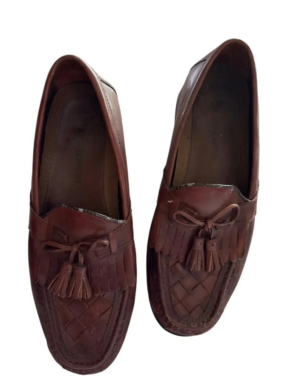 Vintage Johnston & Murphy Mens Brown Leather Tassel Loafers Size 9.5M